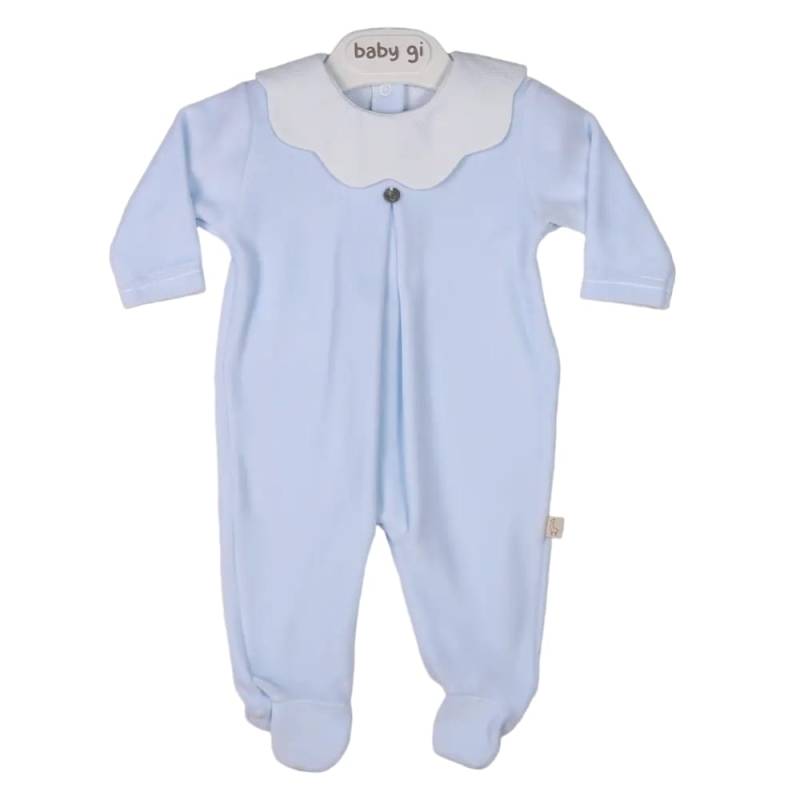 Fato de dormir para bebé recém-nascido em chenille azul claro Baby gi tamanho 1 e 3 meses - 