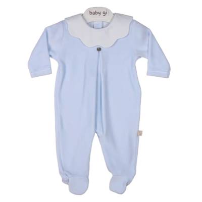 Tutina nascita neonato in ciniglia celeste Baby gi misura 1 e 3 mese - 