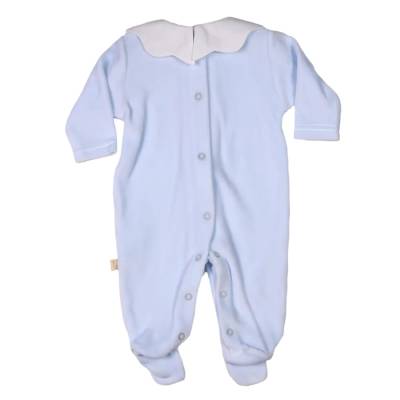 Grenouillère nouveau-né en chenille bleu clair Baby gi taille 1 et 3 mois - 