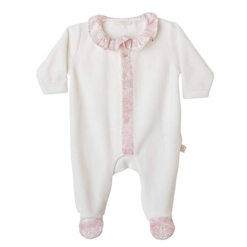 Pijama bebé gi chenilla talla 1 y 3 meses blanco y rosa - 