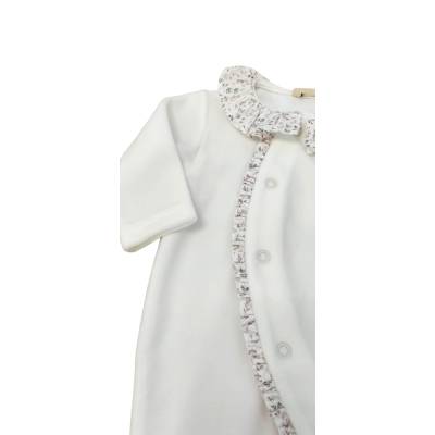 Tutina neonata con bavetta Baby gi 1 mese in ciniglia - 