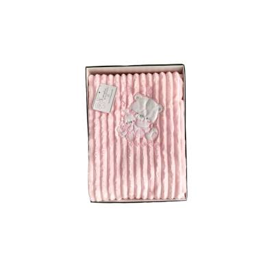 Baby rosa Fleece-Schaldecke mit Teddybär - 