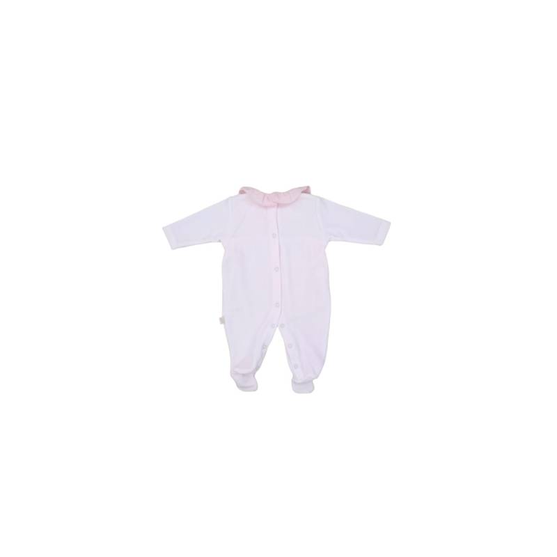 Tutina neonata Baby gi in ciniglia rosa 1 mese con dettagli in tessuto a quadretti bianco e rosa - 