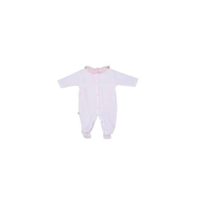 Baby gi baby sleepsuit in pink chenille 1 month with white and pink checked fabric details - 