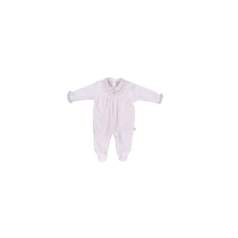 Elegant newborn baby sleepsuit in pink chenille Baby gi 1 month - 