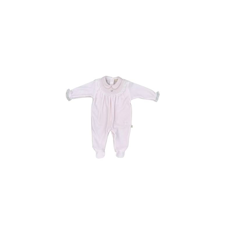 Eleganter Schlafanzug für Neugeborene aus rosa Chenille Baby gi 1 Monat - 
