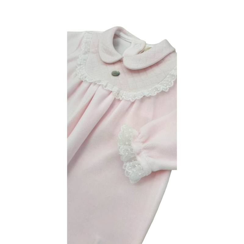 Elegante pijama para recién nacido en chenilla rosa Baby gi 1 mes - 