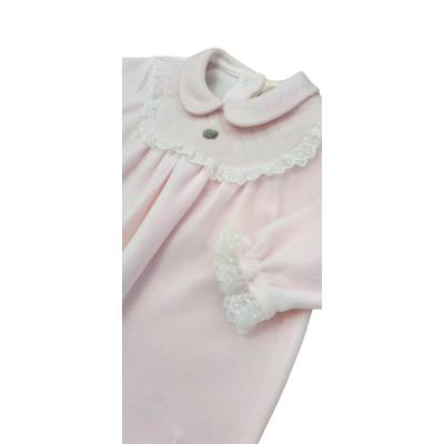 Elegante pijama para recién nacido en chenilla rosa Baby gi 1 mes - 