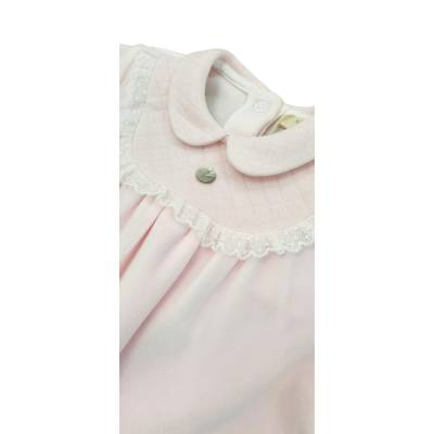 Elegant newborn baby sleepsuit in pink chenille Baby gi 1 month - 