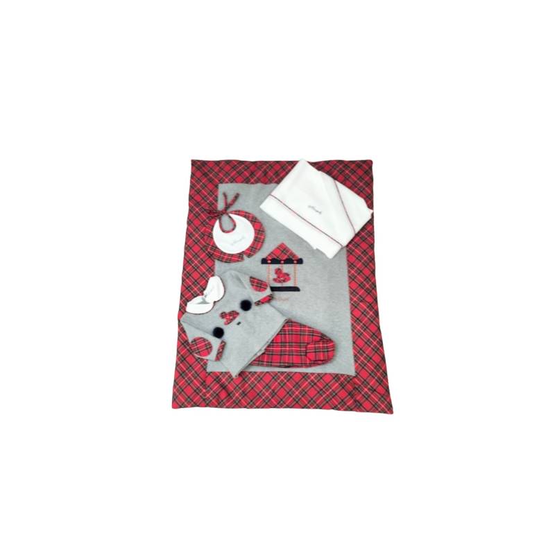 Vestido de bebé recién nacido con tartán rojo adecuado para su primera Navidad clínica 1 mes - 