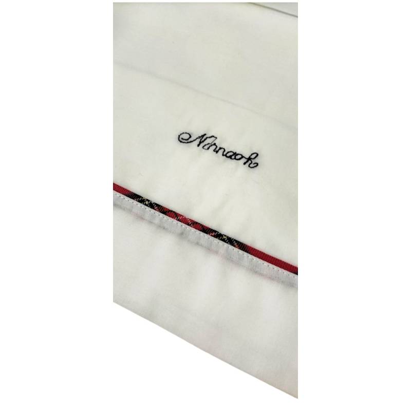 Corredino neonato con tartan rosso adatto al suo primo Natale clinico 1 mese - 