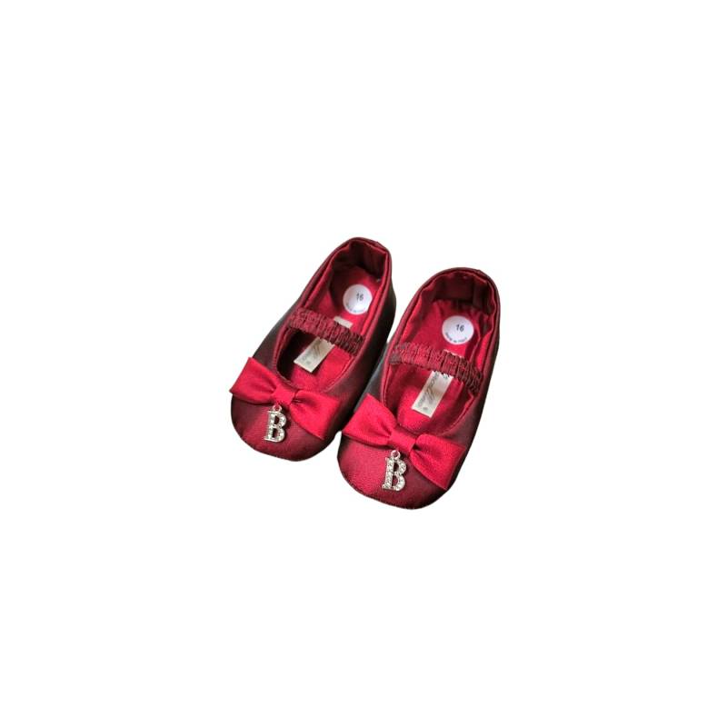 Elegant newborn baby shoes Barcellino size 16 red with bow - 