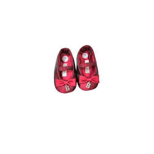 Elegante neugeborene Babyschuhe Barcellino Größe 16 rot mit Schleife -  2