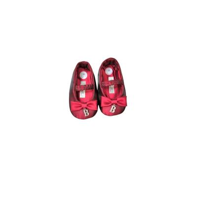 Elegante neugeborene Babyschuhe Barcellino Größe 16 rot mit Schleife - 