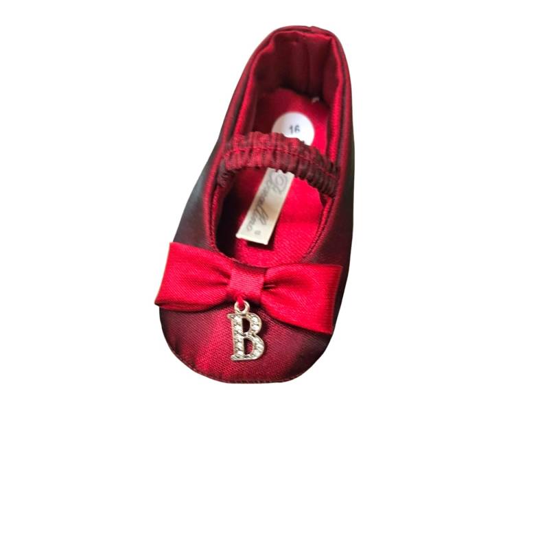 Elegante neugeborene Babyschuhe Barcellino Größe 16 rot mit Schleife - 