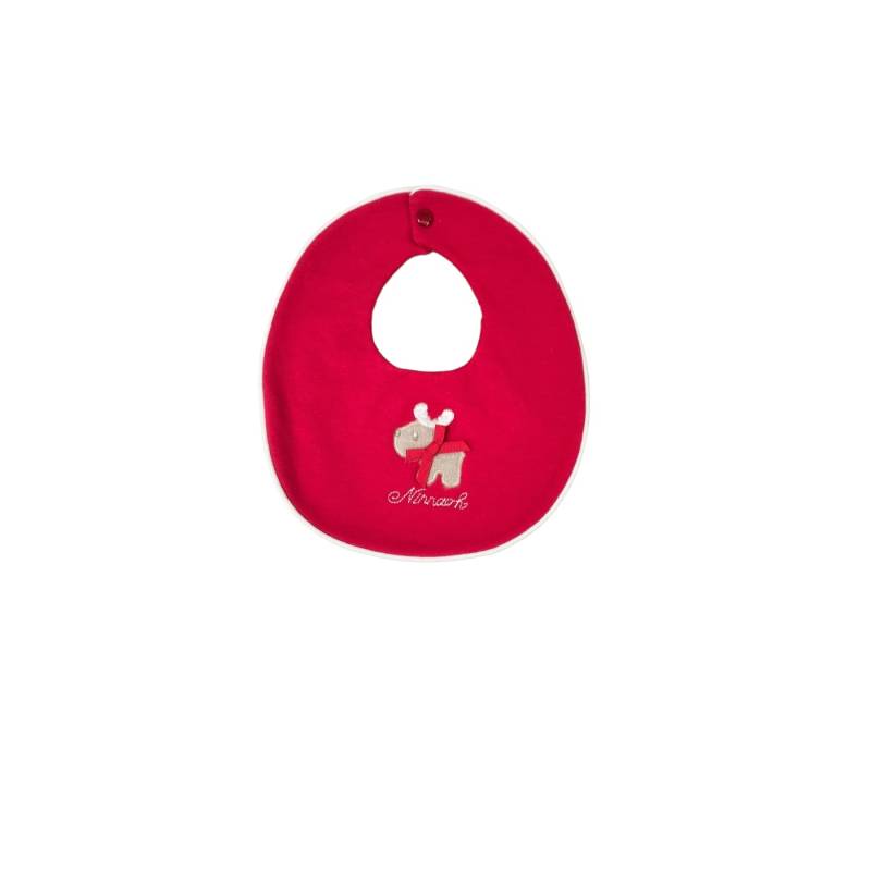 Red baby bib Ninnaoh for his first Christmas - 