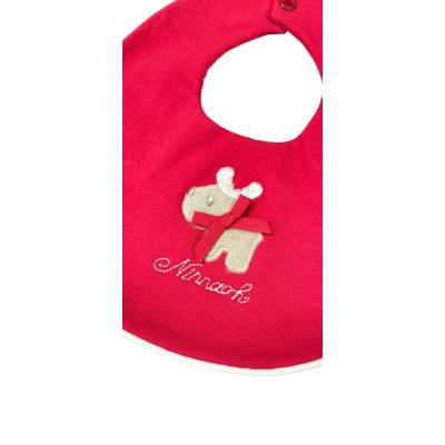 Red baby bib Ninnaoh for his first Christmas - 