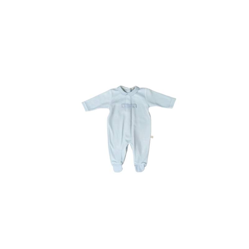 Grenouillère bébé en chenille bleu clair taille 1 et 3 mois - 