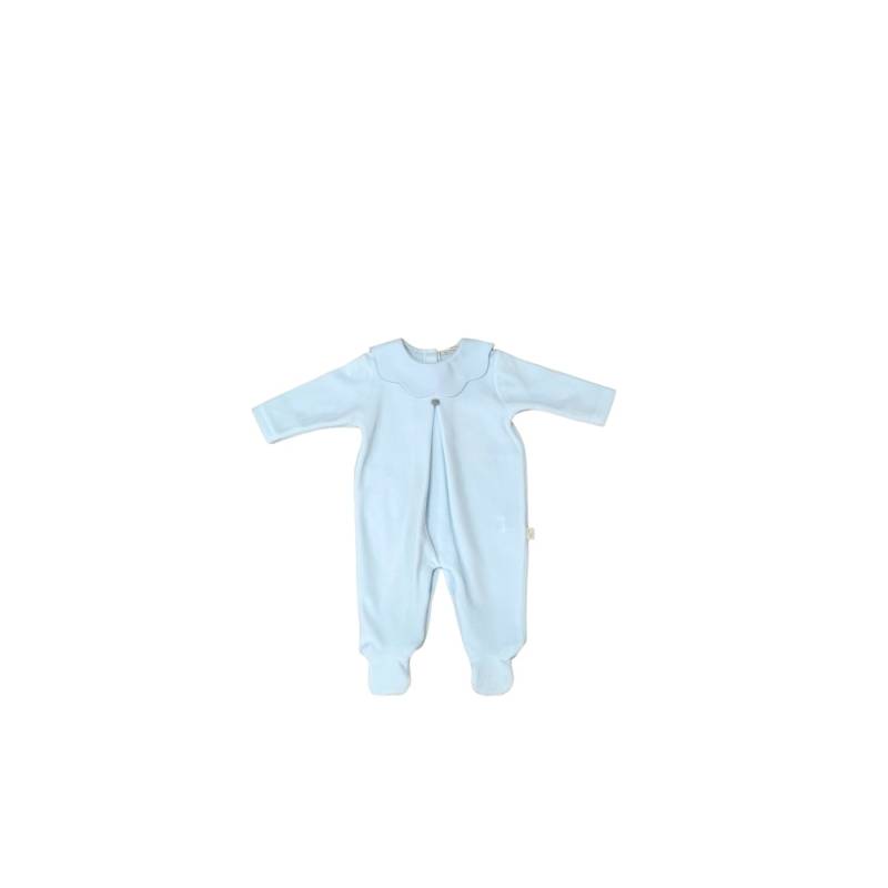 Fato de dormir para bebé recém-nascido em chenille azul claro Baby gi tamanho 1 mês - 