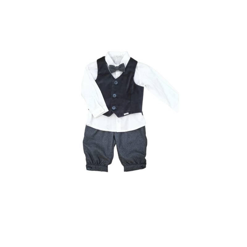 Vestidos de bautizo para bebé niño - Elegante conjunto para bebé Barcellino con chaleco de terciopelo 12 y 18 meses - Ve