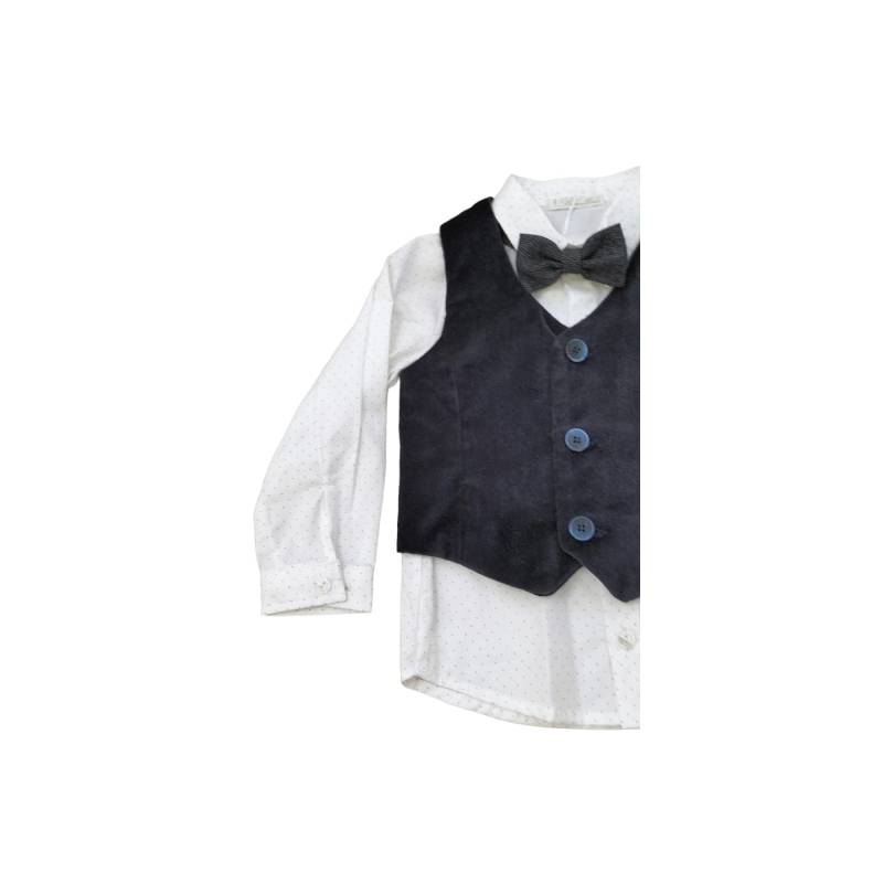 Elegante conjunto para bebé Barcellino con chaleco de terciopelo 12 meses - 