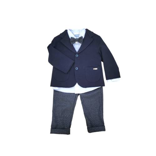 Ensemble bébé élégant Barcellino 12 et 18 mois hiver bleu gris et bleu clair - 