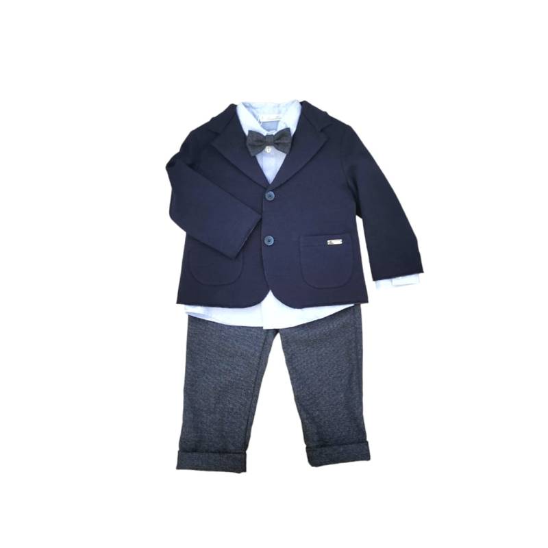 Vestitini Battesimo Bambino Neonato - Completo elegante bambino Barcellino 12 e 18 mesi invernale blu grigio e celeste -