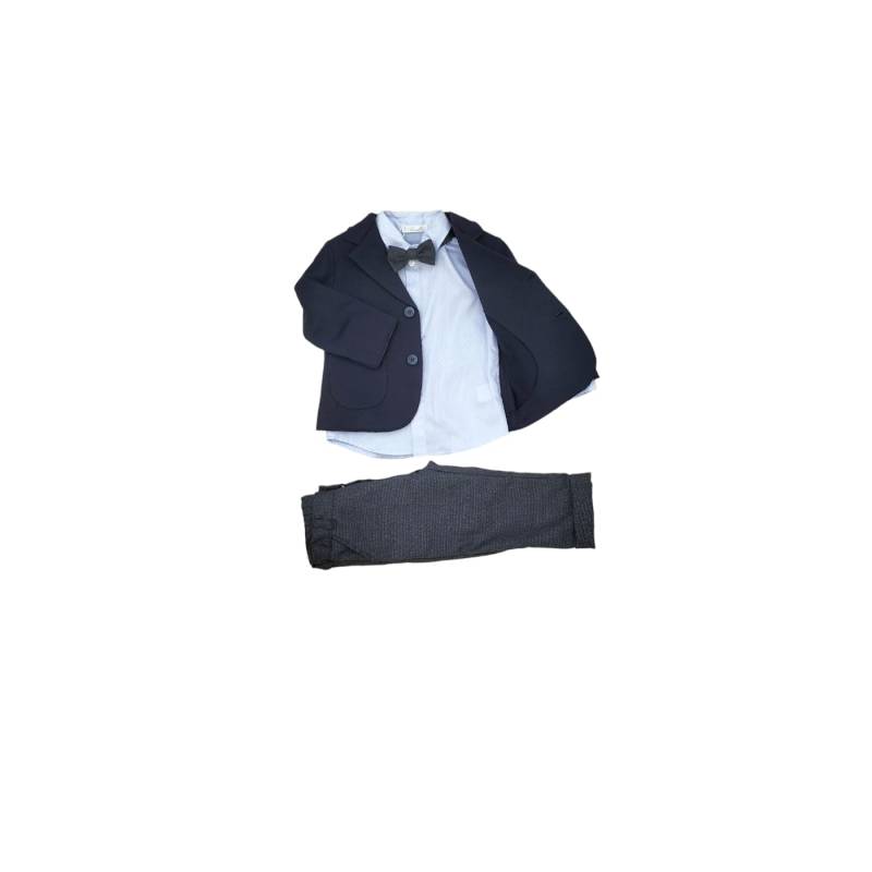 Ensemble bébé élégant Barcellino 12 et 18 mois hiver bleu gris et bleu clair - 