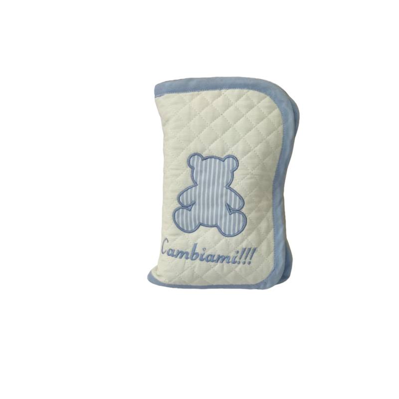 Light blue and white towel and nappy holder - 