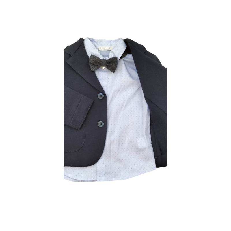 Fato de bebé elegante Barcellino 12 e 18 meses inverno azul cinzento e azul claro - 