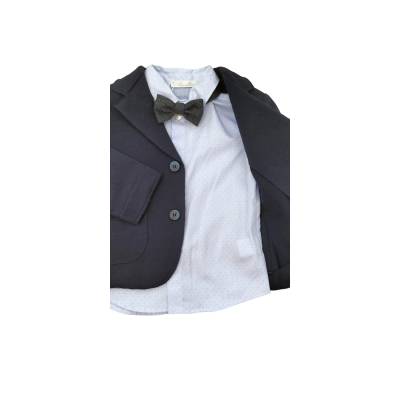 Completo elegante bambino Barcellino 12 e 18 mesi invernale blu grigio e celeste - 