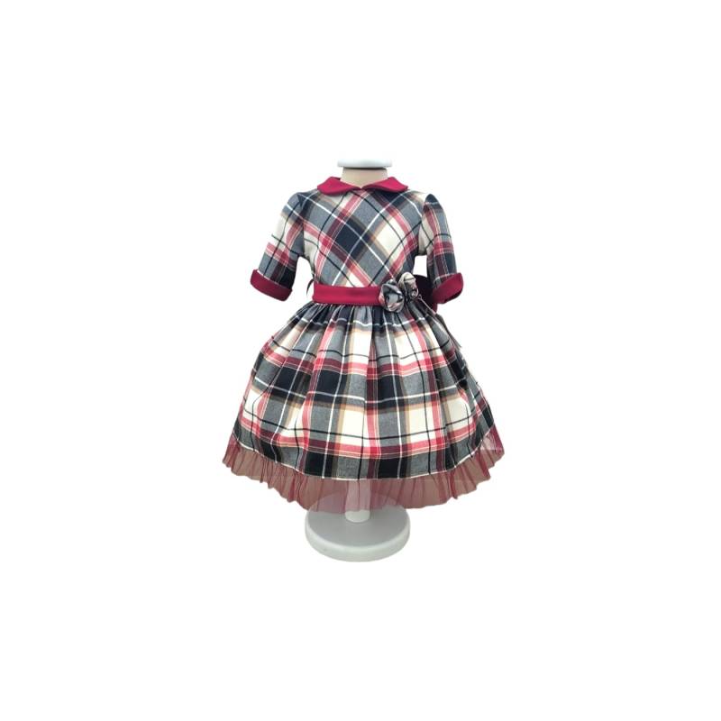 Abbigliamento Bambina Neonata - Abito vestito bambina 18 mesi natalizio in tessuto Tartan - Vendita Abbigliamento Neonat
