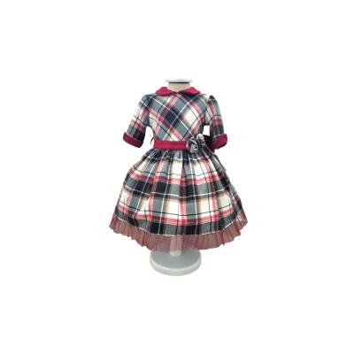 Vestido de Navidad de niña de 18 meses en tejido tartán - 