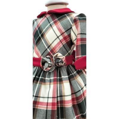 Girl's 18-month Christmas dress in Tartan fabric - 
