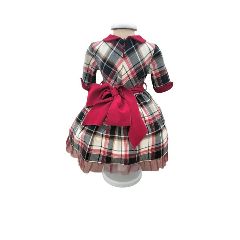 Vestido de Natal para menina de 18 meses em tecido tartan - 