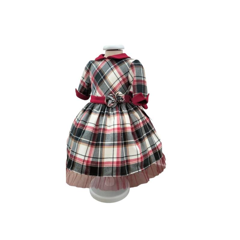 Vestido de Natal para menina de 18 meses em tecido tartan - 