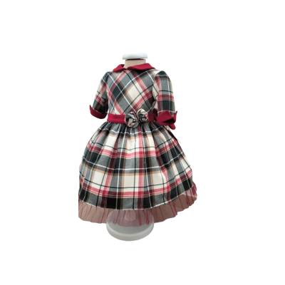 Abito vestito bambina 18 mesi natalizio in tessuto Tartan - 