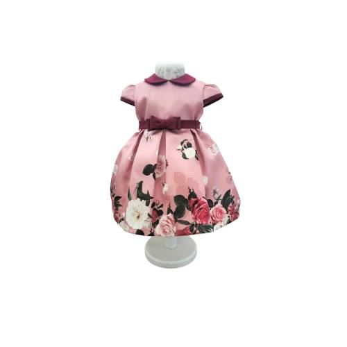 Elegante vestido bebé niña 18 meses Minù satén de seda vestido de invierno - 