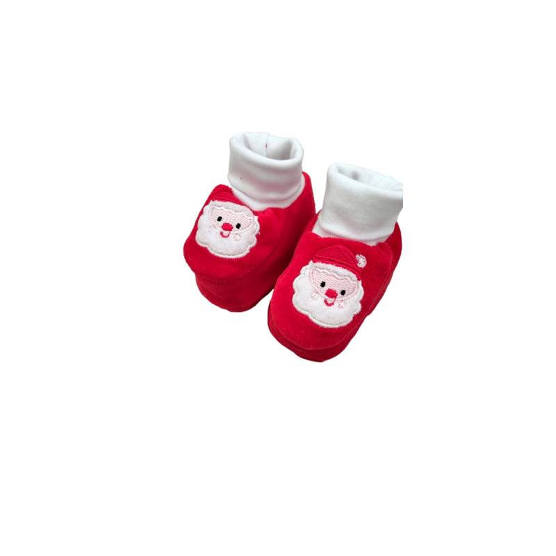 Patucos de Navidad de chenilla roja y blanca 0/3 meses - 