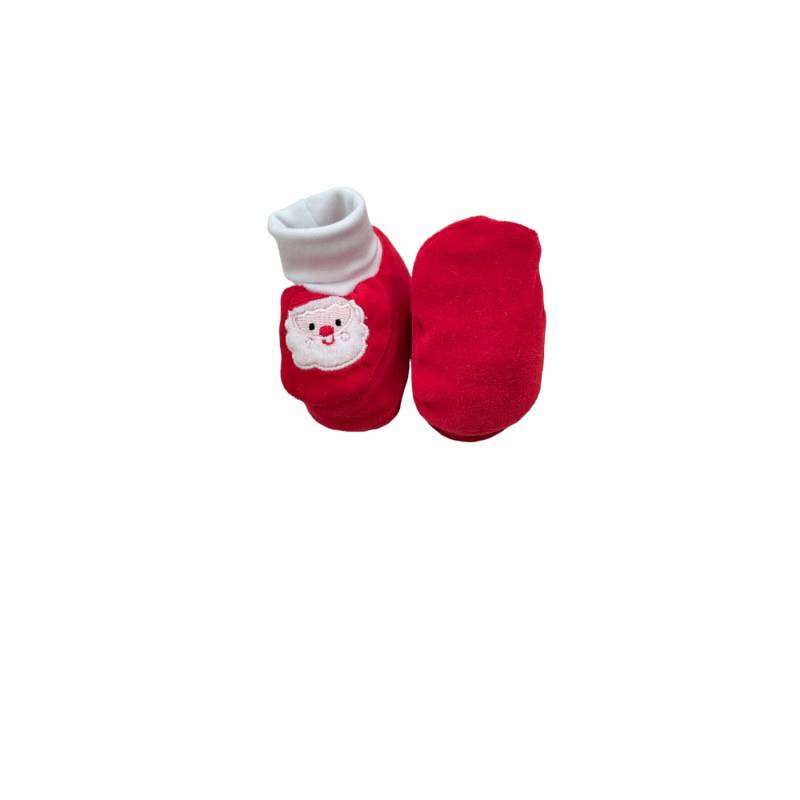 Red and white chenille Christmas baby booties 0/3 months - 