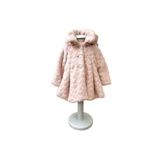 Elegante casaco de pele sintética rosa bebé 6 meses - 
