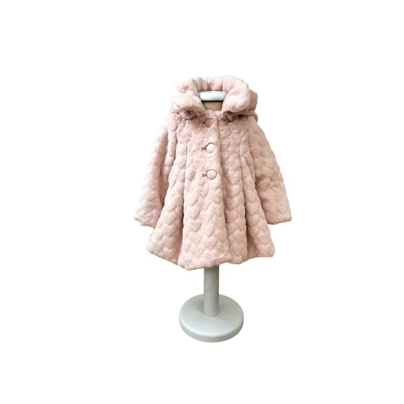 Elegante abrigo de piel sintética rosa bebé 6 meses - 