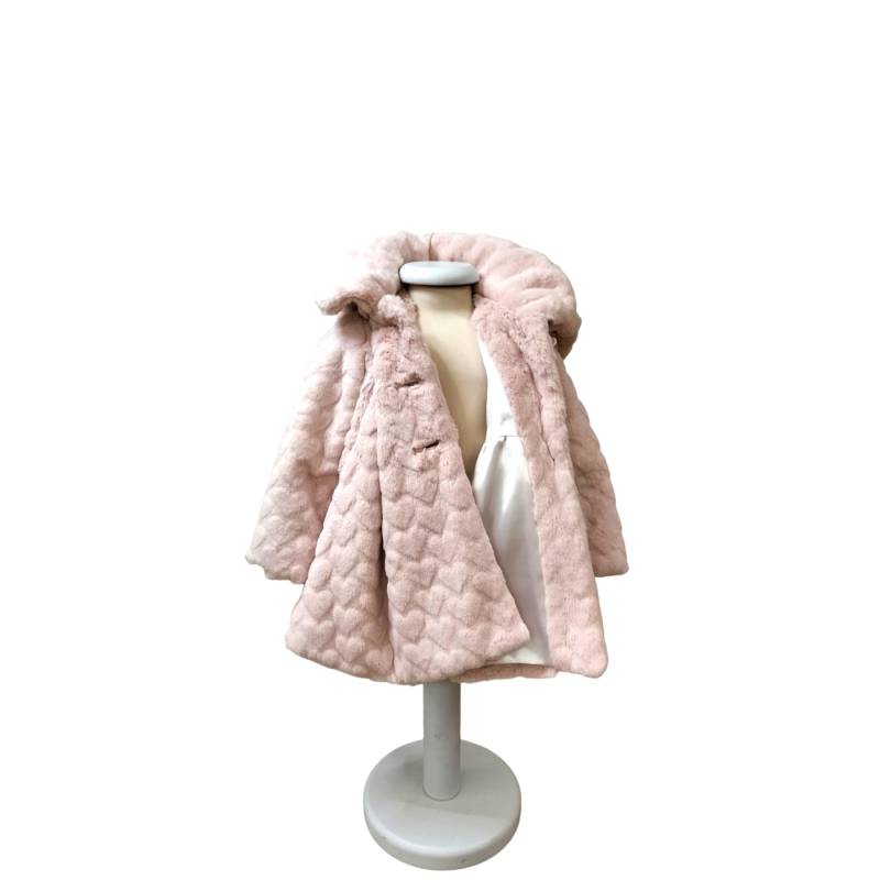 Cappottino capispalla elegante in ecopelliccia rosa neonata 6 mesi - 