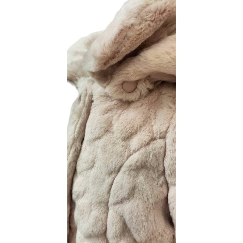 Cappottino capispalla elegante in ecopelliccia rosa neonata 6 mesi - 