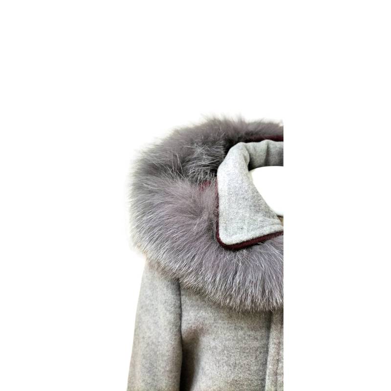 Mädchen elegante Oberbekleidung Mantel Größe 6 Monate Minù grau mit Pelz - 