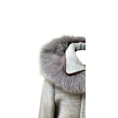 Elegante abrigo de niña talla 6 meses Minù gris con pelo - 