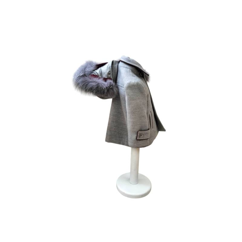 Cappottino capispalla elegante bambina misura 6 mesi Minù grigio con pelliccia - 