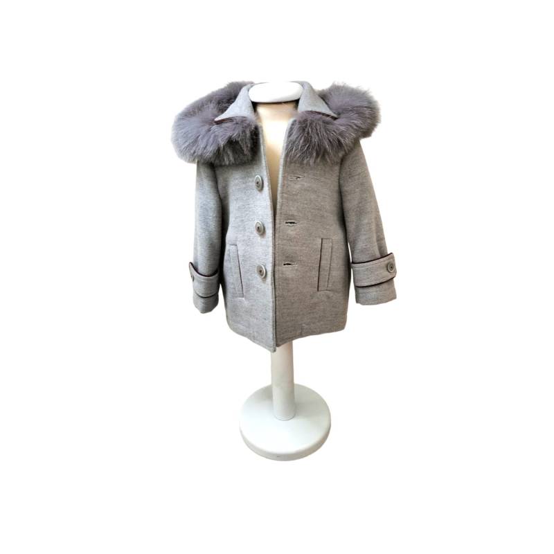 Cappottino capispalla elegante bambina misura 6 mesi Minù grigio con pelliccia - 