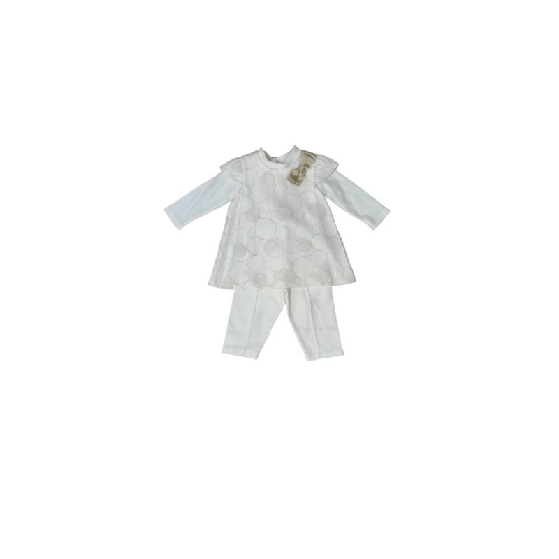 Completo abbigliamento neonata 3 mesi color panna e tulle dettagli oro - 