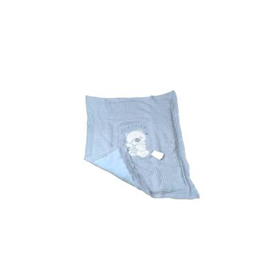 Housse de couette berceau en laine bleu clair avec broderie d'ours - 